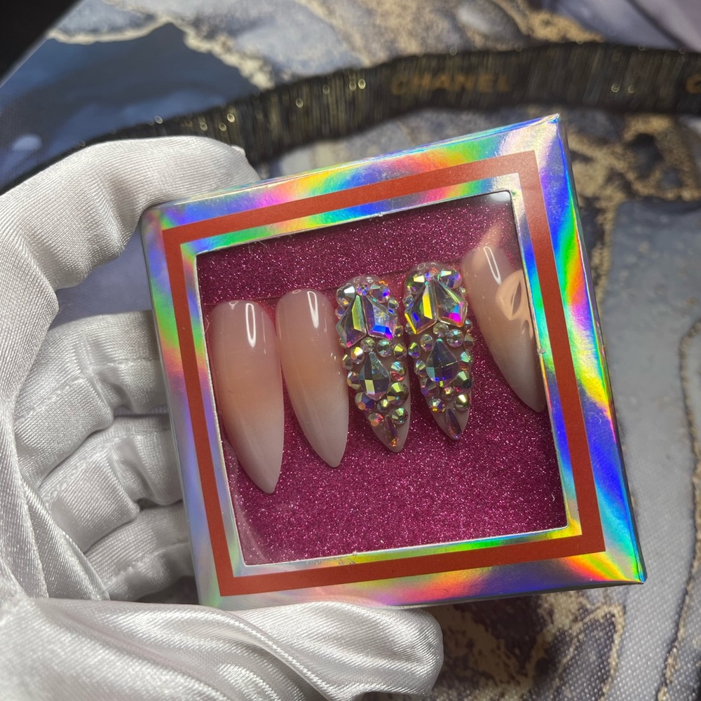 Crystal Nude Press on nails